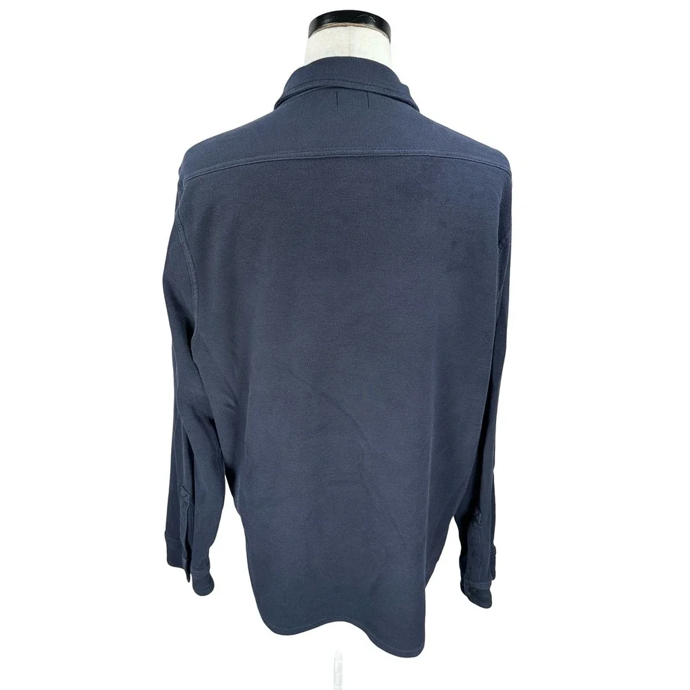 J.‎ Crew Oarsman Men's Long Sleeve Button Up Shirt Navy Blue Waffle XL